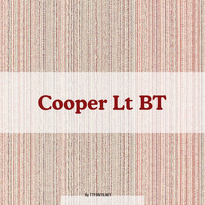 Cooper Lt BT example